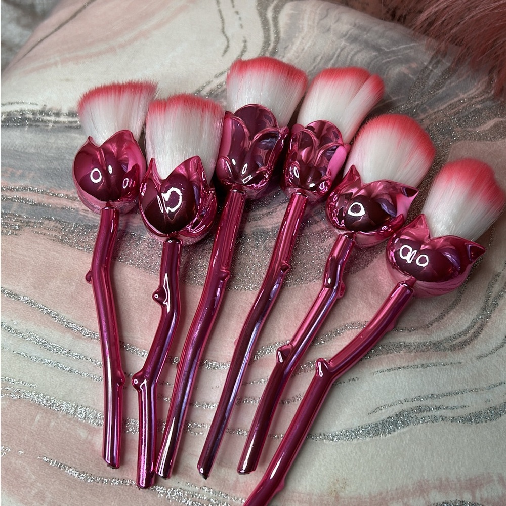 Pink rose make up brushes